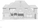 Architectural drawing of a large brick home at 129 Crestridge Place, Durham, NC 27705