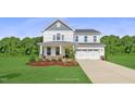 Two-story white house with gray roof, stone accents, and a two-car garage at 81 Eagle Crest Ct # Apex Craftsman, Lillington, NC 27546