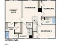 Second floor layout featuring primary suite with WIC, game room, and two additional bedrooms at 5767 Waxwing Dr, Snow Camp, NC 27349