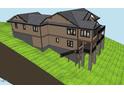 House rendering highlighting rear elevation and elevated deck at 56708 Nash, Chapel Hill, NC 27517