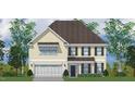 Two-story house with beige siding, a white garage door, and landscaping at 135 Bold Dr, Youngsville, NC 27596