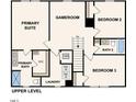 Upper level floor plan with primary suite and secondary bedrooms at 5773 Waxwing Dr, Snow Camp, NC 27349