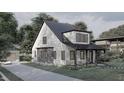 Modern farmhouse exterior with metal roof, showcasing side elevation at 109 Jones Ave, Hillsborough, NC 27278