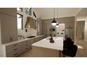 Bright kitchen features a sizable island, stainless steel appliances and white cabinetry at 9413 Rawson Ave, Raleigh, NC 27613