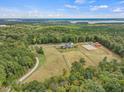 Aerial view of equestrian property with lake views at 548 Double N Rd, Pittsboro, NC 27312