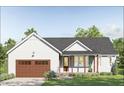Modern farmhouse exterior with a brown garage door and covered porch at 8536 Savage Rd, Spring Hope, NC 27882
