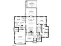 One-story home floor plan featuring 2-car garage, spacious Gathering room, and primary suite at 5025 Quail Hollow Dr, Raleigh, NC 27609