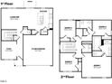 Two-story home floor plan featuring four bedrooms, a two-car garage, and open living space at 233 Holton St, Smithfield, NC 27577