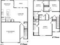 Two-story home floor plan with 3 bedrooms, 2 car garage, and open living space at 236 Holton St, Smithfield, NC 27577