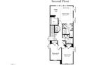 Second floor plan featuring an owner's suite and two additional bedrooms at 687 Leland Hl Cir, Zebulon, NC 27597