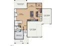 First floor plan shows kitchen, Gathering room, and 2 car garage at 8740 Maxine St # 7 Selma, Willow Springs, NC 27592