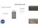 Image shows the exterior color scheme for the house, including siding, trim, and stone options at 30 Calabria Ct, Franklinton, NC 27525