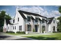 Stunning two-story home with white brick and black roof. Landscaped lawn and driveway at 3358 Hampton Rd, Raleigh, NC 27607