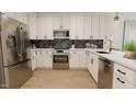Modern kitchen features stainless steel appliances and stylish backsplash at 4041 Elk Creek Ln # 16, Raleigh, NC 27612