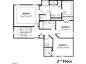 Second floor plan with three bedrooms and two bathrooms at 7537 Percussion Dr, Apex, NC 27539
