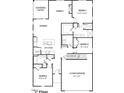 One-story floor plan featuring four bedrooms, two baths, and a two-car garage at 7541 Percussion Dr, Apex, NC 27539