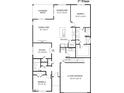 One-story floor plan featuring a Gathering room, kitchen, and two bedrooms at 7545 Percussion Dr, Apex, NC 27539