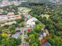 Aerial view showing home's proximity to Fletcher Park and a school at 810 Brooklyn St, Raleigh, NC 27605