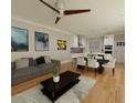 Open concept living and kitchen area with hardwood floors at 2709 Fayetteville St, Durham, NC 27707