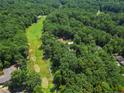 Bird's eye view of a house nestled in a wooded golf course community at 595 Chelsea Dr, Sanford, NC 27332