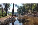 Peaceful waterfront view with a pontoon boat and lush greenery at 5056 Bluebird Dr, Sanford, NC 27332