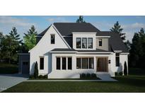 Two story modern farmhouse with white brick and gray siding at 13625 Old Creedmoor Rd, Wake Forest, NC 27587