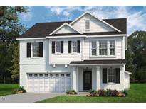 Two-story home with white siding, black windows, and a two-car garage at 80 Plainfield Ln # Holly Georgian, Lillington, NC 27546