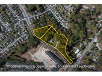 Aerial view of property showing lot lines and surrounding area at 3716 Pearl Rd, Raleigh, NC 27610