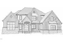 Elevation drawing of a two-story brick home at 129 Crestridge Place, Durham, NC 27705