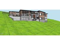 Modern house rendering, showcasing a hillside property with a large garage at 10397 Holt, Chapel Hill, NC 27517