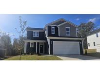 Two story home with gray and navy siding at 19 Longdale Dr, Graham, NC 27253