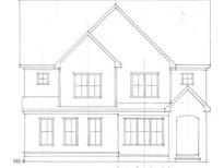 Two story house elevation drawing, showing windows and door placement at 201 Big Bradley Dr, Wendell, NC 27591