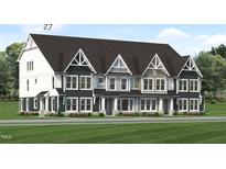 Three-unit townhome building with modern farmhouse exterior, featuring gray and white siding at 3024 White Rail Dr, Fuquay Varina, NC 27526