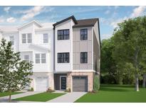 Modern two-story townhome with attached garage and landscaping at 708 Portia Way, Homesite 13, Morrisville, NC 27560