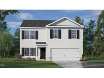 Two-story home with white siding, black shutters, and a two-car garage at 241 Holton St, Smithfield, NC 27577