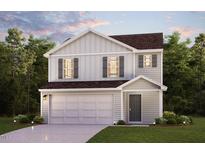 Two-story house with gray siding, shutters, and a two-car garage at 120 Ferry Ct, Rocky Mount, NC 27804