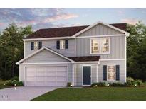 Two-story house with gray siding, brown roof, and a two-car garage at 7510 Tanager Dr, Snow Camp, NC 27349