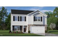 Two-story house with white siding, gray accents, and a two-car garage at 110 Tobacco Woods Dr, Youngsville, NC 27596