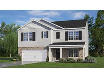 Two-story home with gray siding, brick accents, and a two-car garage at 1136 Middlecrest Dr, Rocky Mount, NC 27804