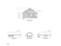 Front, side, and rear elevations of a single-story house with attached garage at 271 Mcneil Cir, Dunn, NC 28334