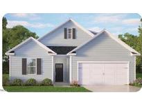 Two-story house with gray siding, dark gray shutters, and a two-car garage at 7541 Percussion Dr, Apex, NC 27539