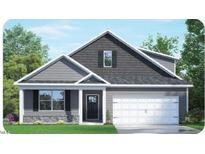 Two-story house with gray siding, white garage door, and landscaping at 7545 Percussion Dr, Apex, NC 27539