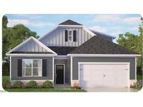 Two-story house with gray siding, white trim, and a two-car garage at 7552 Percussion Dr, Apex, NC 27539