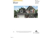 Two-story home with gray siding, red accents, and a two-car garage at 2404 Englemann Dr # 110, Apex, NC 27502