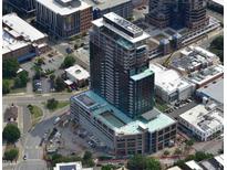 Aerial view of a high rise building under construction in the city at 400 W Main St # 2602, Durham, NC 27701