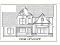 Front elevation of two story farmhouse style home at 5404 Garrett Rd, Durham, NC 27707