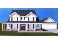 Two-story farmhouse with gray siding, white trim, and front porch at Tbd Scenic Dr, Sanford, NC 27330