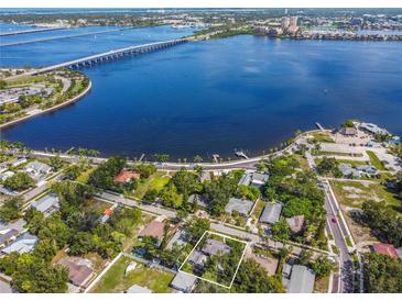 Aerial view of a single-Gathering home near the water at 512 1St E Ave, Bradenton, FL 34208