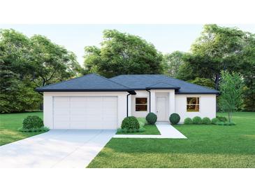 White house with a two-car garage at 23453 Winthrob Ave, Port Charlotte, FL 33980