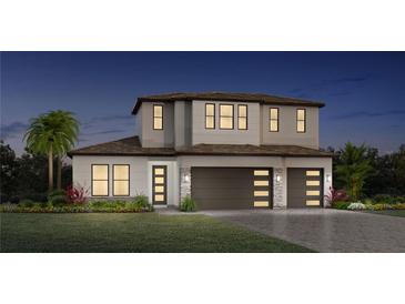 Two-story home with modern design and two-car garage at 2609 Waterfront Cir, Sarasota, FL 34240